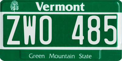 VT license plate ZWO485