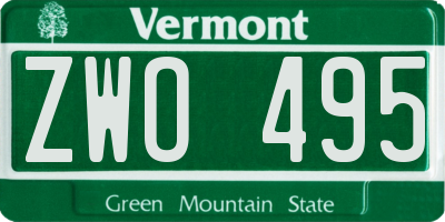 VT license plate ZWO495