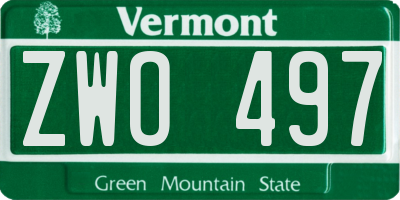 VT license plate ZWO497