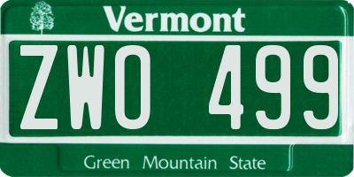 VT license plate ZWO499