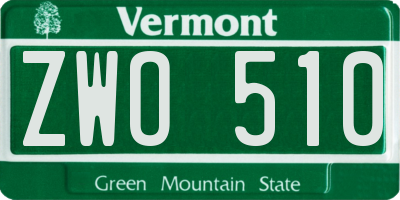 VT license plate ZWO510
