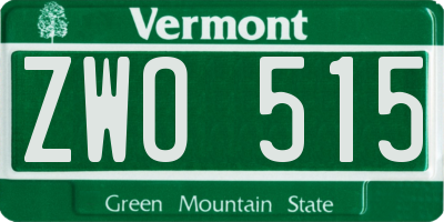 VT license plate ZWO515