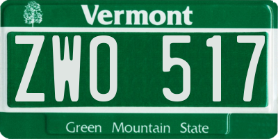 VT license plate ZWO517