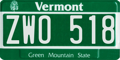 VT license plate ZWO518