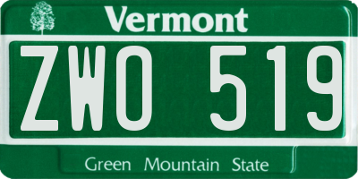 VT license plate ZWO519