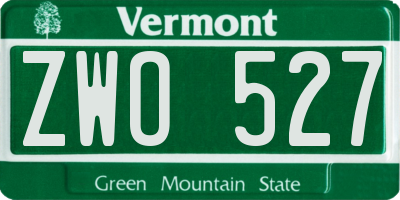 VT license plate ZWO527