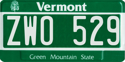 VT license plate ZWO529