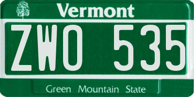 VT license plate ZWO535
