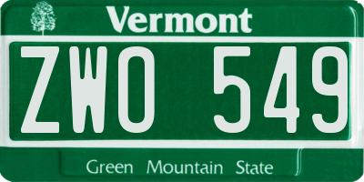 VT license plate ZWO549