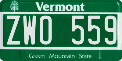 VT license plate ZWO559