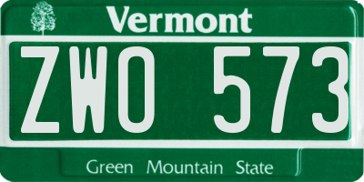 VT license plate ZWO573