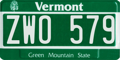 VT license plate ZWO579