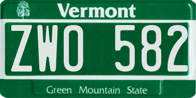 VT license plate ZWO582