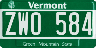 VT license plate ZWO584