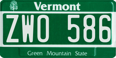 VT license plate ZWO586