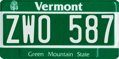 VT license plate ZWO587