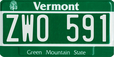 VT license plate ZWO591