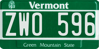 VT license plate ZWO596