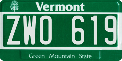 VT license plate ZWO619
