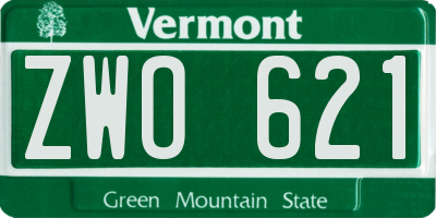 VT license plate ZWO621