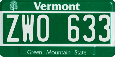 VT license plate ZWO633