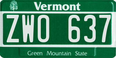 VT license plate ZWO637