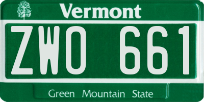 VT license plate ZWO661
