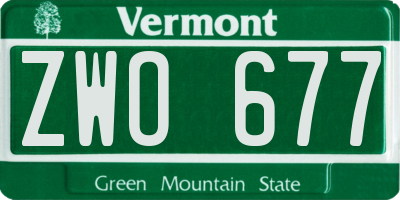 VT license plate ZWO677