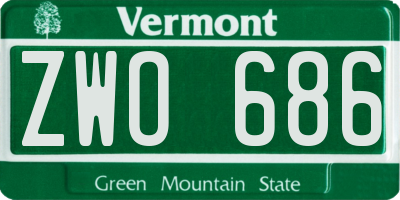 VT license plate ZWO686