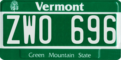 VT license plate ZWO696