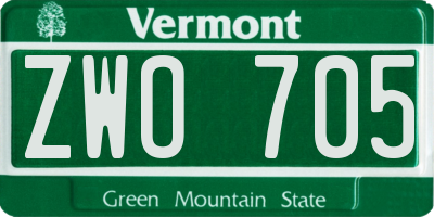VT license plate ZWO705