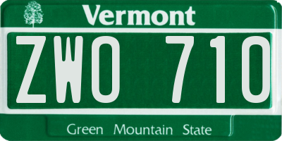 VT license plate ZWO710