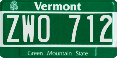 VT license plate ZWO712