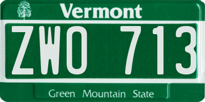 VT license plate ZWO713