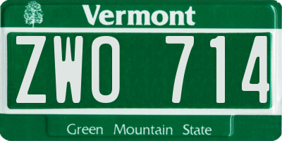 VT license plate ZWO714