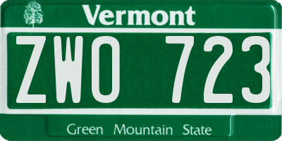 VT license plate ZWO723