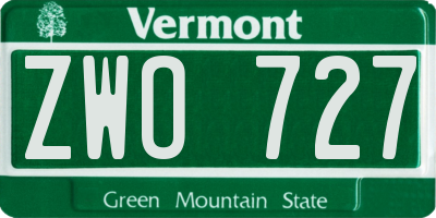 VT license plate ZWO727
