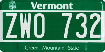 VT license plate ZWO732