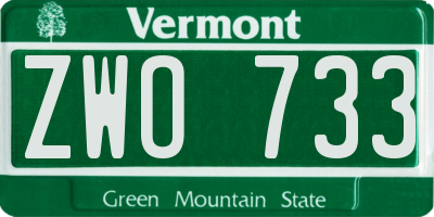 VT license plate ZWO733