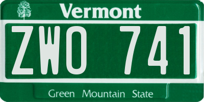 VT license plate ZWO741