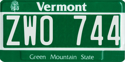 VT license plate ZWO744