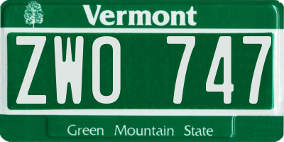 VT license plate ZWO747