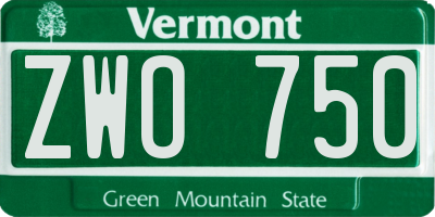 VT license plate ZWO750