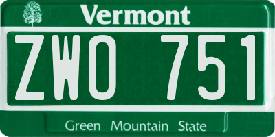 VT license plate ZWO751