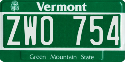 VT license plate ZWO754