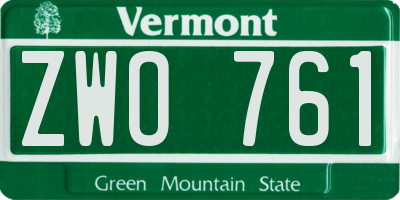 VT license plate ZWO761