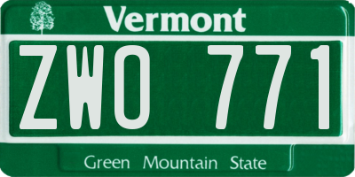 VT license plate ZWO771