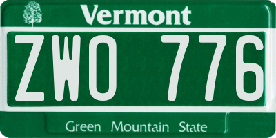 VT license plate ZWO776