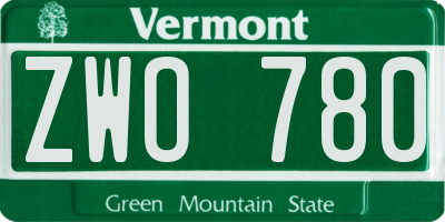 VT license plate ZWO780