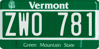VT license plate ZWO781